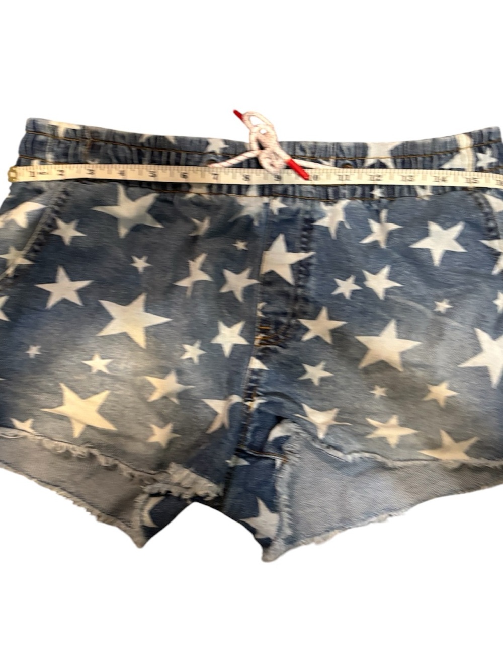 Star-Print Denim Shorts - Blue